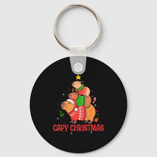 Cappy Holidays Capybara Christmas Cute Capy Xmas T Schlüsselanhänger (Vorderseite)