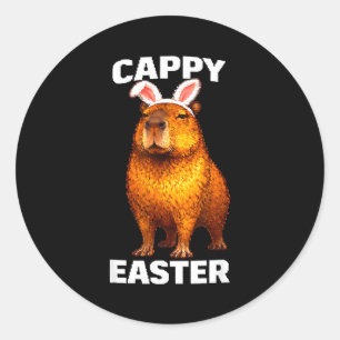 Cappy Ostern lustige Capybara Hasenohren Tier Meme Runder Aufkleber