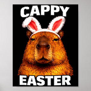 Cappy Ostern lustiger Capybara Hasenohren Tier  Poster