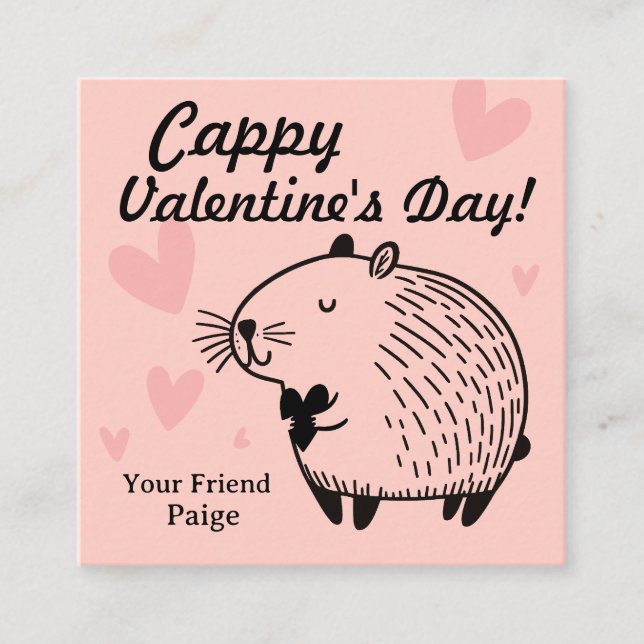 Cappy Valentinstag | Capybara Valentinsgruß  Begleitkarte (Vorderseite)