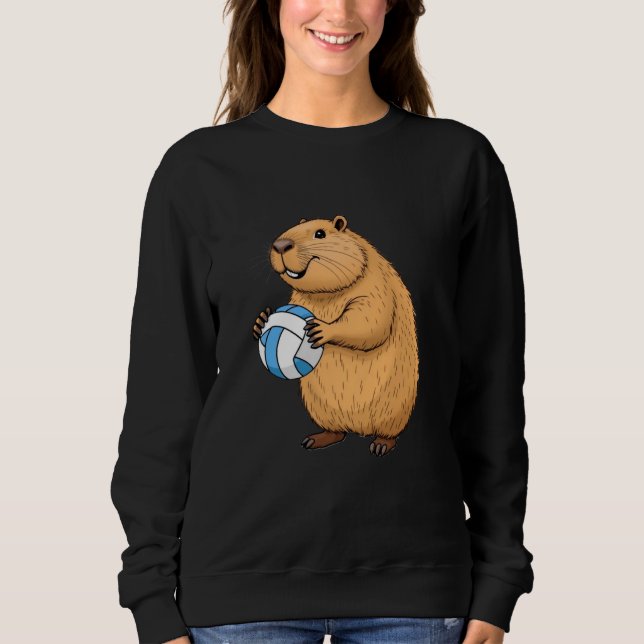 Cappy Volleyball Player Cute Capybara Sports Art Sweatshirt (Vorderseite)