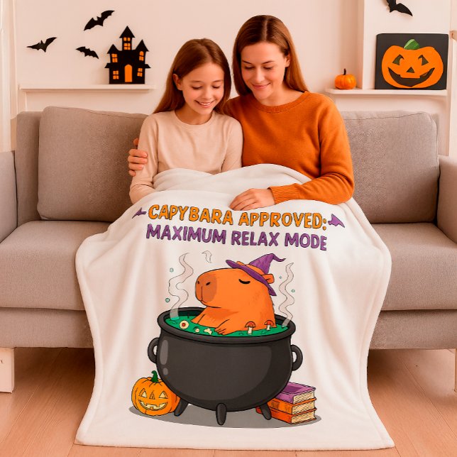 Cappybara Halloween Hexenmeister Cauldron Cozy Fleecedecke (Von Creator hochgeladen)