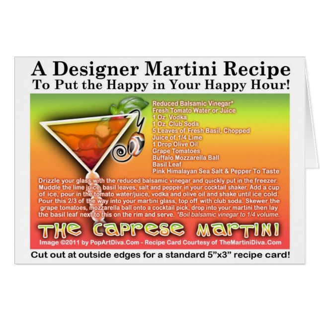 Caprese Martini Rezept-Karte (Vorderseite (Horizontal))