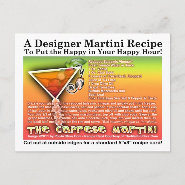 Caprese Martini Rezept Postkarte (Vorderseite)