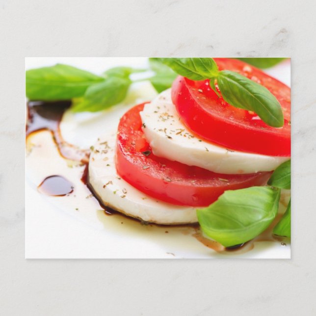 Caprese Salad Tomaten- und Mozzarella-Scheiben Postkarte (Vorderseite)