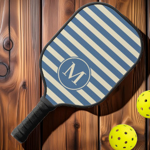 Capri-Blau gestreifte Caprihose mit Monogramm aus  Pickleball Schläger
