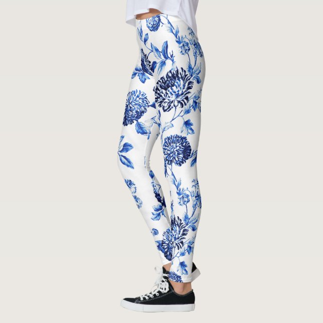 Capri blaue BlumenToile Leggings (Links)