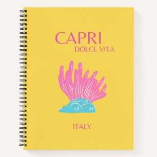Capri Dolce Vita, Travel Art, Gelb Notizbuch