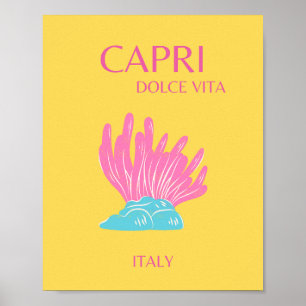 Capri Dolce Vita, Travel Art, Gelb Poster