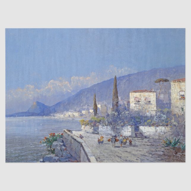 Capri Insel-Italien-Ozean-Blumen-Seidenpapier Seidenpapier (Vorderseite)