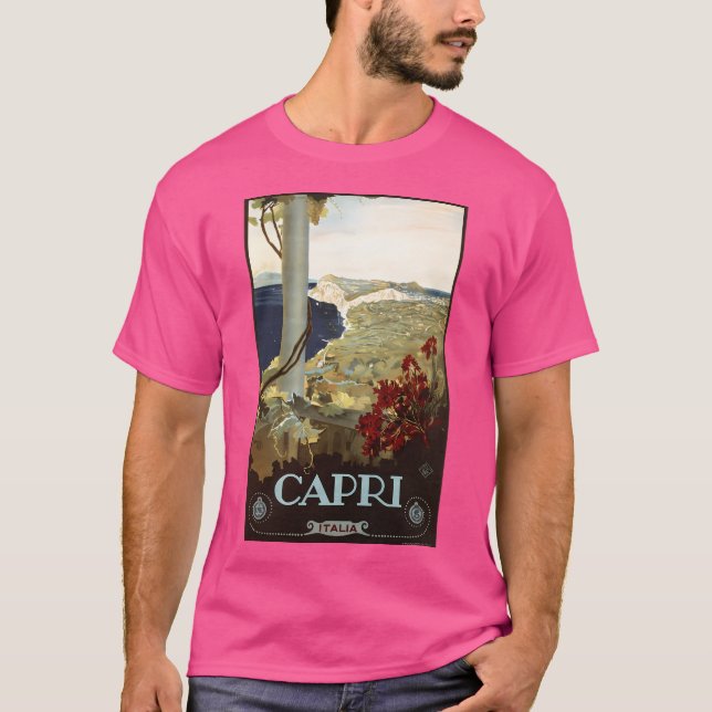 Capri Italia Reisewerbung Mauer Vintag I T-Shirt (Vorderseite)