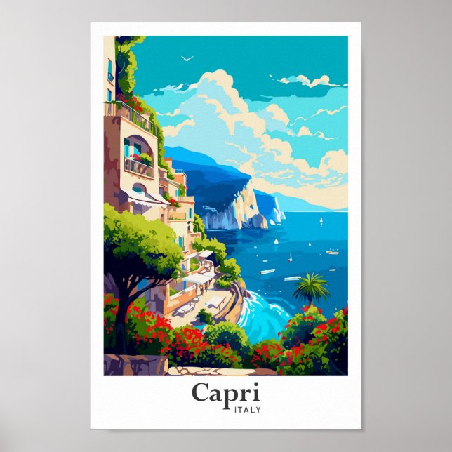 Capri Italien Art Vintage Reisevorführung Poster (Vorne)