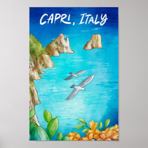 Capri Italien Art Wasserfarbenfreude Poster
