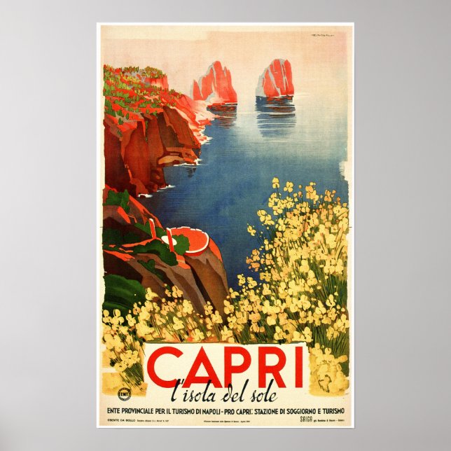 CAPRI ITALIEN Insel The Sun Vintage Reise Poster (Vorne)