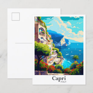 Capri Italien Kunst Vintage Reise Illustration Postkarte