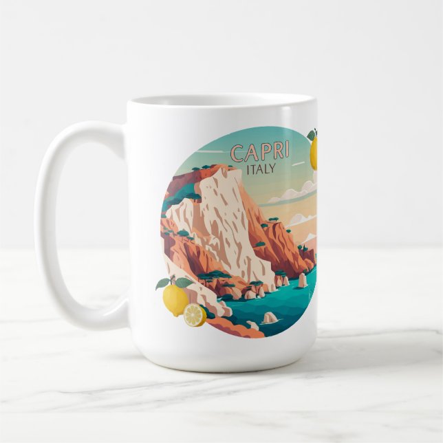 Capri Italien Lemons Mittelmeerinsel Retro Kaffeetasse (Links)