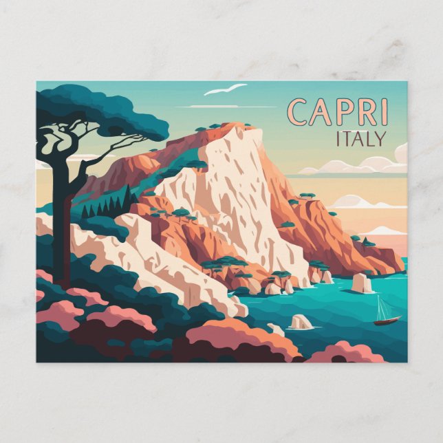 Capri Italien Lemons Mittelmeerinsel Retro Postkarte (Vorderseite)