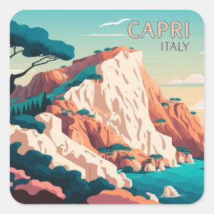 Capri Italien Lemons Mittelmeerinsel Retro Quadratischer Aufkleber