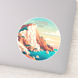 Capri Italien Lemons Mittelmeerinsel Retro Squa Aufkleber