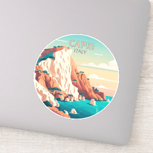 Capri Italien Lemons Mittelmeerinsel Retro Squa Aufkleber