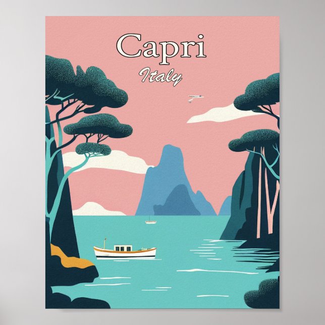 Capri Italien Minimalistisches Vintag Art Poster (Vorne)