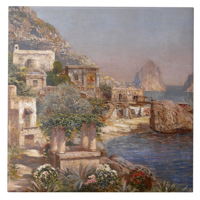 Capri Italien Ozean-Fischer-Boots-Keramik-Fliese Fliese (Vorderseite)