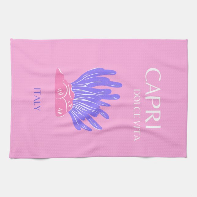 Capri, Italien, Preppy, Pink Geschirrtuch (Horizontal)