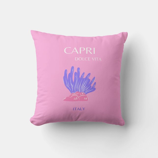 Capri, Italien, Preppy, Pink Kissen (Vorderseite)