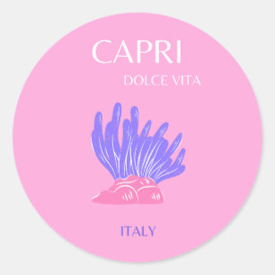 Capri, Italien, Preppy, Pink Runder Aufkleber