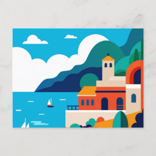 Capri Italien Reise Vintage Minimalistisch Postkarte