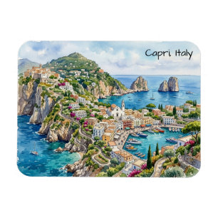 Capri Italien Reise Wasserfarbe Minimalistische Re Magnet