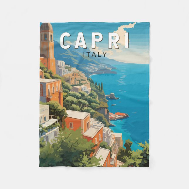 Capri Italien Reisen Kunst Vintag Fleecedecke (Vorderseite)
