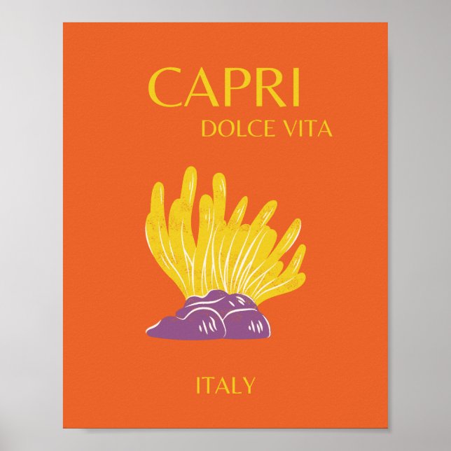 Capri, Italien, Reisen, Preppy, Orange Poster (Vorne)
