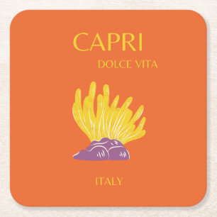 Capri, Italien, Reisen, Preppy, Orange Rechteckiger Pappuntersetzer