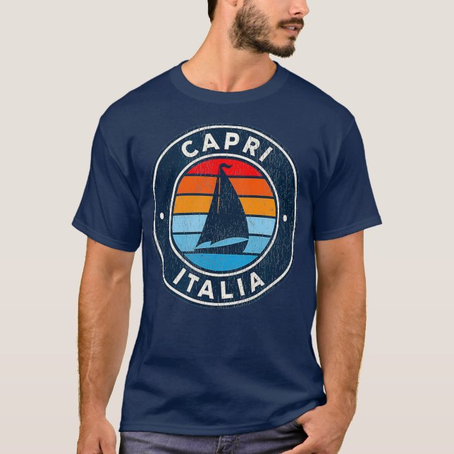 Capri Italien Vintag Sailboat Retro 70er T-Shirt (Vorderseite)