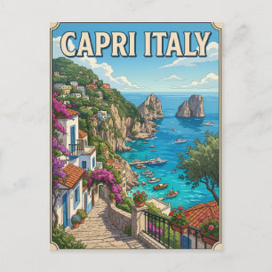 Capri Italien Vintage Anime Reise Postkarte