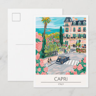 Capri Italien Vintage-Kunst-Illustration Reise Postkarte