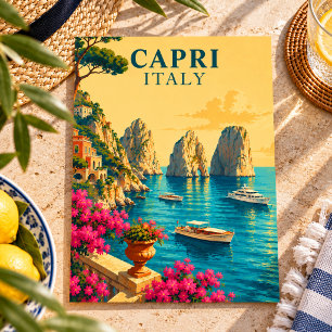 Capri Italien Vintage Reise Faraglioni Felsformati Postkarte