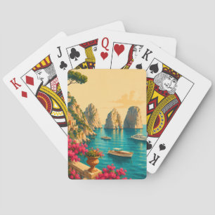 Capri Italien Vintage Reise Faraglioni Felsformati Spielkarten