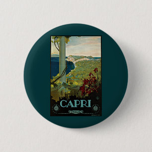 Capri, Italien, Vintage Reiseposter Art Italia Button