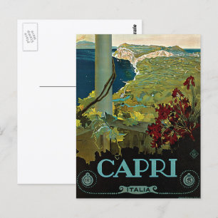Capri, Italien, Vintage Reiseposter Art Italia Postkarte