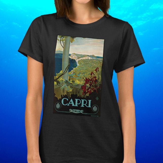 Capri, Italien, Vintage Travel Poster Art Italia T-Shirt (Vintage Travel Poster, Isle of Capri, Italy Italia Coast T-Shirt)