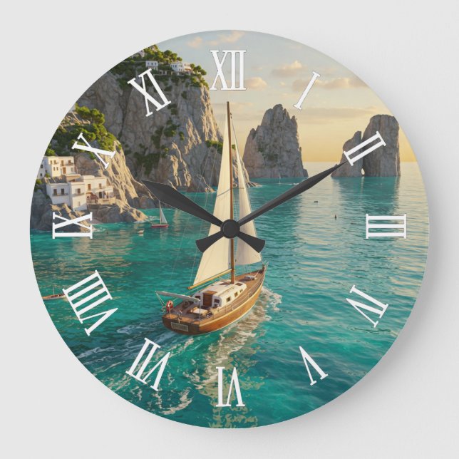 Capri Italy Travel Große Wanduhr (Vorderseite)
