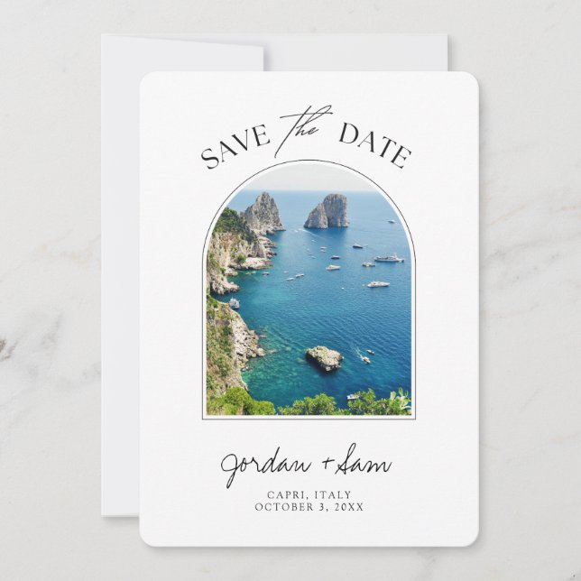 Capri Italy Wedding Save the Date Einladung (Vorderseite)