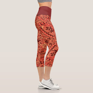 Capri-Leggings in Hochbund/Tribal/Pfirsich Capri Leggings