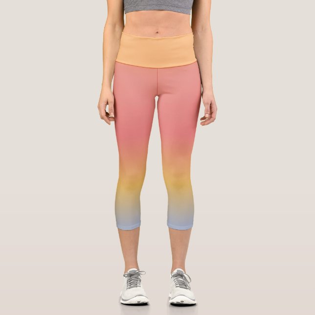 Capri Leggings mit Orange, Gold und Rosa (Vorderseite)