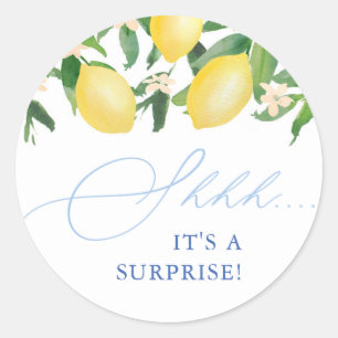 Capri Lemons Light Blue Shh! Es ist ein überrasche Runder Aufkleber