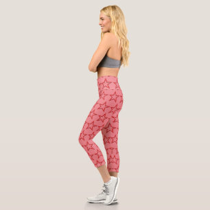 Capri - Rote Sterne auf Rosa Leggings