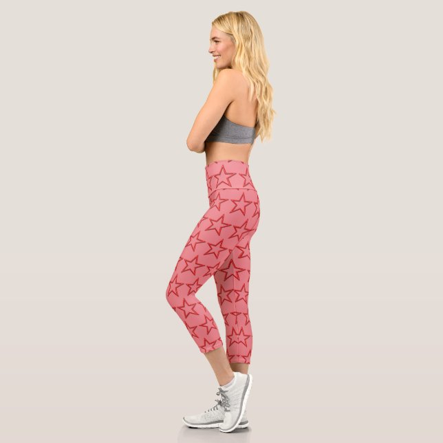 Capri - Rote Sterne auf Rosa Leggings (Links)