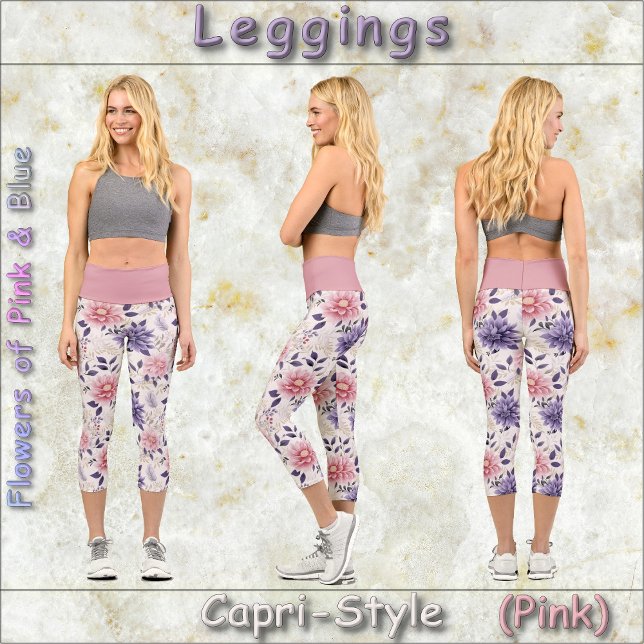 CAPRI STYLE LEGGINGS - Blume Pink & Blue #2 (Von Creator hochgeladen)